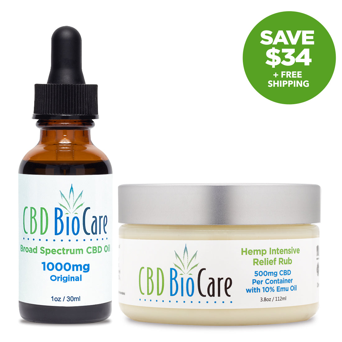 1000mg CBD Oil and 500mg Pain Balm Bundle