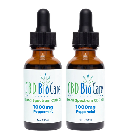 1000mg Broad Spectrum CBD Oil 2-Pack — two THC-free bottles