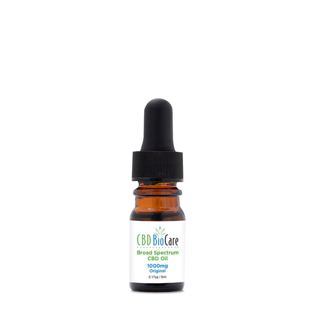 CBD BioCare 1000mg Try-It Size - Compact sample bottle of high-potency CBD oil tincture with dropper, perfect for first-time users seeking powerful relief in a smaller quantity