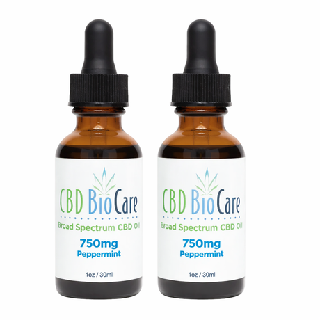 750mg Broad Spectrum CBD Oil 2-Pack — two THC-free bottles